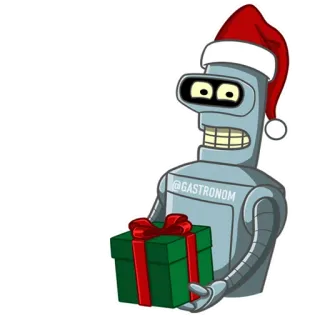🎁 Bender Futurama @GASTRONOM bender, futurama, natal, robot, hadiah, kado, kartun whatsapp sticker