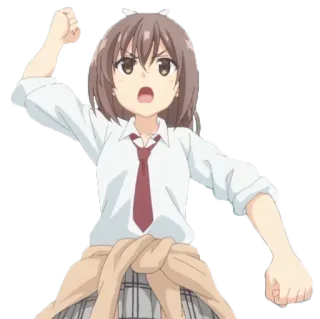 ✊ 动漫, 女孩, 生气, 校服, 领带, 裙子, 可爱, 卡通, 角色 telegram sticker