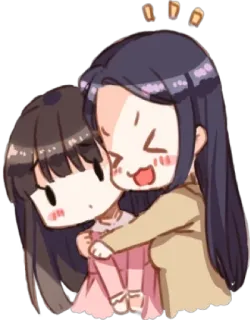 🤗 卡通, Q版, 拥抱, 动漫, 可爱, 喜爱, 萌 telegram sticker