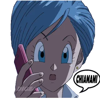☎️ Bulma Dragon Ball CHIAMAMI anime, manga, call, phone telegram sticker