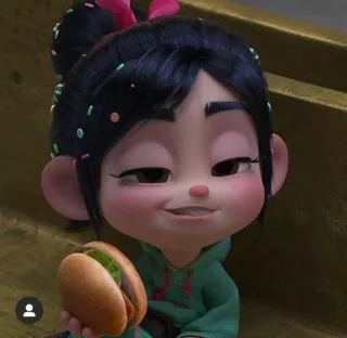 🦋 Vanellope von Schweetz Wreck-It Ralph Vanellope, Wreck-It Ralph, Disney, cartoon, character, eating, sandwich whatsapp sticker