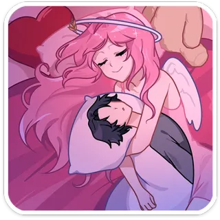 ☺️ ángel, pareja, amor, lindo, relación, dormido telegram sticker
