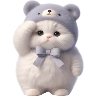 🫡 gato, gatito, lindo, animal, mascota, esponjoso, kawaii, gorro de oso telegram sticker