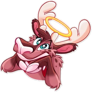 😇 Elch, Cartoon, Tier, Engel, Halo, Süß, Aufkleber telegram sticker