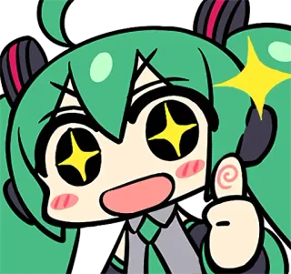 😃 Hatsune Miku Аниме, Вокалоид, Хатсуне Мику, Персонаж, Большой палец вверх telegram sticker