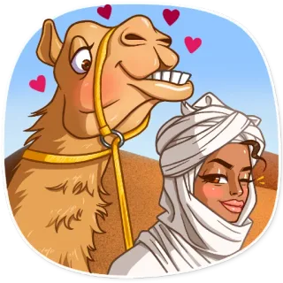 🥰 camel, desert, arabian, middle east, cartoon, romance telegram sticker