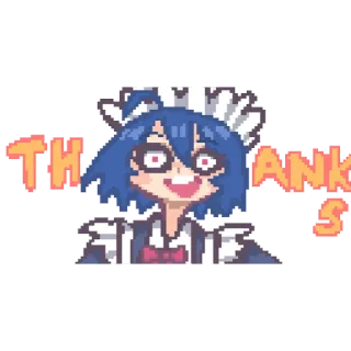 😅 THANKS Аниме, Пиксель Арт, Спасибо, Каваий, Горничная telegram sticker
