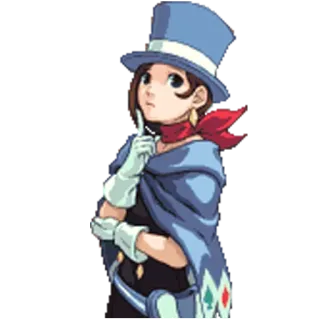 🤔 Trucy Wright Ace Attorney マジシャン, 考える, 女の子, 探偵, 可愛い telegram sticker