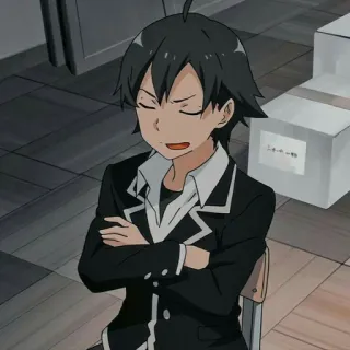 ⛓ Hachiman Hikigaya My Teen Romantic Comedy SNAFU Anime, Junge, Schüler, Klassenzimmer, schwarze Haare, Charakter whatsapp sticker