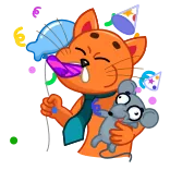 🥳 кот, мышь, вечеринка, праздник, милый, мультик, смешной telegram sticker