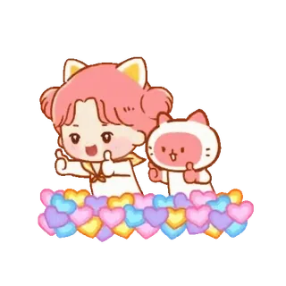 🐈 卡哇伊, 猫, 爱心, 卡通, 可爱, 贴纸, 动画 whatsapp sticker