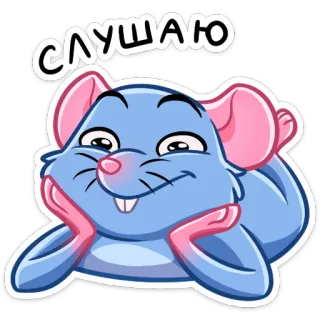 👂 СЛУШАЮ ratón, lindo, animal, escuchando, pegatina, dibujos animados telegram sticker