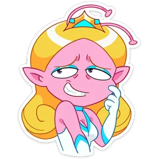 😏 dibujos animados, alienígena, princesa, sonriendo, lindo telegram sticker