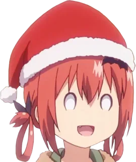 😨 anime, święta bożego narodzenia, czapka świętego mikołaja, kreskówka, słodki, śmieszne, naklejka whatsapp sticker