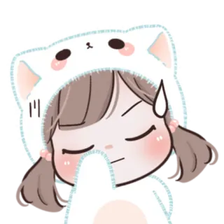 🍥 menina, desenho animado, adesivo, fofo, gato, ansioso whatsapp sticker