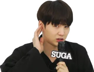 👂 Suga SUGA kpop, singer, microphone, entertainment, musician telegram sticker