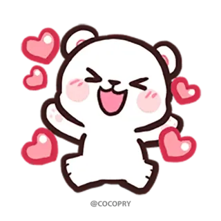 🥰 ours, mignon, amour, coeurs, dessin animé, joyeux whatsapp sticker