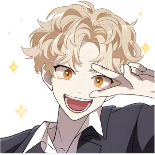 🤪 Anime, Dibujos animados, Signo de la paz, Lindo, Brillo, Chico telegram sticker