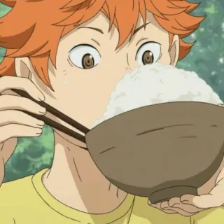 🍁 Hinata Shoyo Haikyu!! Anime, Comendo, Arroz, Hinata, Haikyu telegram sticker