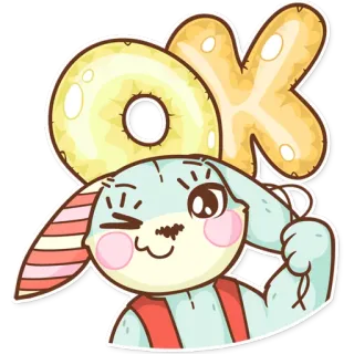 😉 OK Kreskówka, Królik, OK, Pozytywny, Słodki, Postać telegram sticker