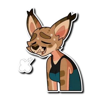 🥵 антропоморфный, кот, потеющий, уставший, мультик, стикер telegram sticker
