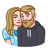 👩‍❤️‍👨 couple, dessin animé, amour, portrait, blonde, barbe whatsapp sticker