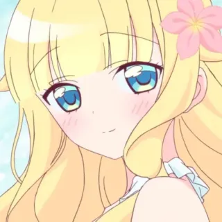 ☁️ Anime, Chica, Linda, Flor, Rubia, Kawaii whatsapp sticker