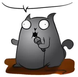 😂 кот, микрофон, пение, мультфильм, животное, смешной, мем telegram sticker