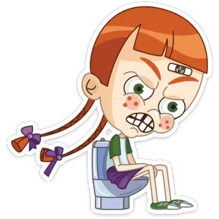 🚽 cartoon, girl, angry, toilet, expression, sticker telegram sticker