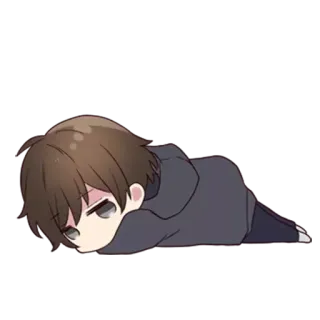 🥱 anime, tired, sad, laying down, cartoon, drawing telegram sticker