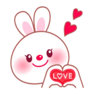 ❤ LOVE love, heart, rabbit, cute, cartoon whatsapp sticker