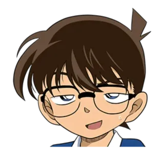 😐 Conan Edogawa Detective Conan 探偵, 少年, アニメ, 漫画, キャラクター, メガネ telegram sticker