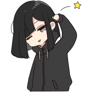 😉 Anime, Gadis, Kartun, Lucu, Bintang, Karakter, Hoodie whatsapp sticker