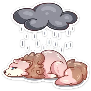 🌨 triste, lluvia, perro, nube, deprimido, infeliz, animal telegram sticker