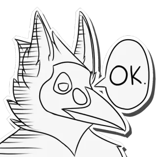 😒 OK. OK, птица, мультфильм, наклейка telegram sticker