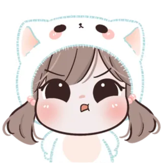 🍥 Desenho animado, Menina, Fofo, Capuz de gato, Animado whatsapp sticker