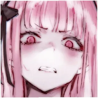 😠 anime, menina, assustada, cabelo rosa, expressão telegram sticker