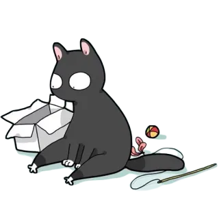 😔 gato, caixa, animal de estimação, desenho animado, adesivo, animal, animal doméstico, gatinho whatsapp sticker