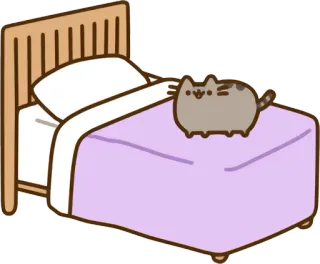 🛏 Pusheen Katze, Pusheen, Bett, süß, Cartoon telegram sticker
