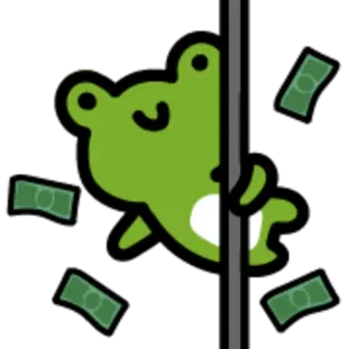 🤸‍♂️ rã, dinheiro, desenho animado, dança, animal, verde telegram sticker