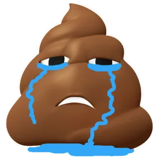 💩 Emoji, Cocô, Chorando, Triste, Marrom, Tristeza telegram sticker