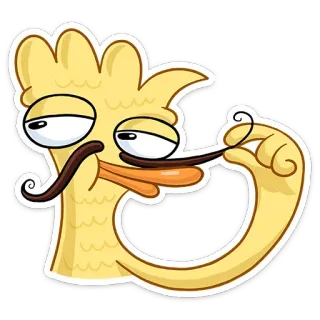 😏 pato, bigode, desenho animado, engraçado, animal, amarelo, personagem telegram sticker