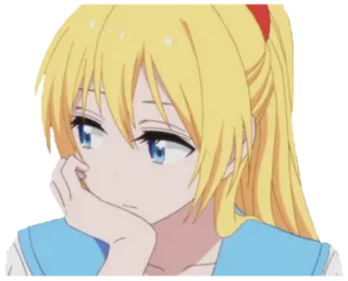 😕 anime, girl, cartoon, character, blonde, cute, sticker telegram sticker