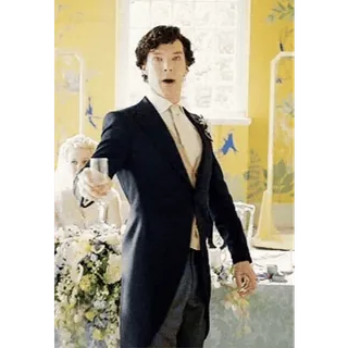 🥂 Sherlock Holmes Sherlock benedict cumberbatch, sherlock, hochzeit, bräutigam, geschockt, toast telegram sticker