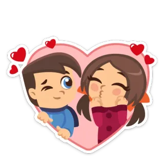 💖 Liebe, Herz, Paar, Cartoon, Valentinstag, Romantisch whatsapp sticker