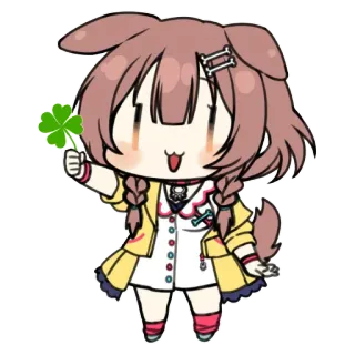 🍀 Anime, Ragazza cane, Quadrifoglio, Fortuna, Cartone animato, Carino whatsapp sticker