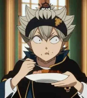 🍗 Asta Black Clover Anime, Mangá, Comendo, Cara engraçada, Black Clover telegram sticker
