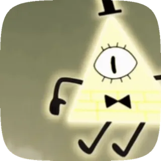 👁 Bill Cipher Gravity Falls Bill Cipher, Gravity Falls, triángulo, dibujos animados, ojo, pajarita, sombrero de copa whatsapp sticker