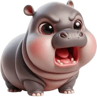 😤 하마, 동물, 귀여운, 만화, 화난, 카와이 telegram sticker