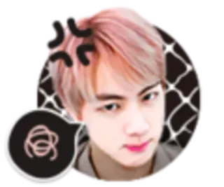 😏 kpop, bts, jin, arrabbiato, effetto cartone animato telegram sticker